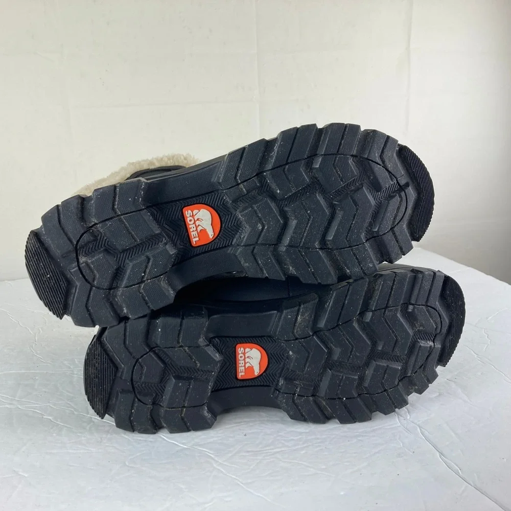 Sorel Brex Winter Snow Boot Waterproof Women 8.5 Black Shearling Lined‎ Gorpcore